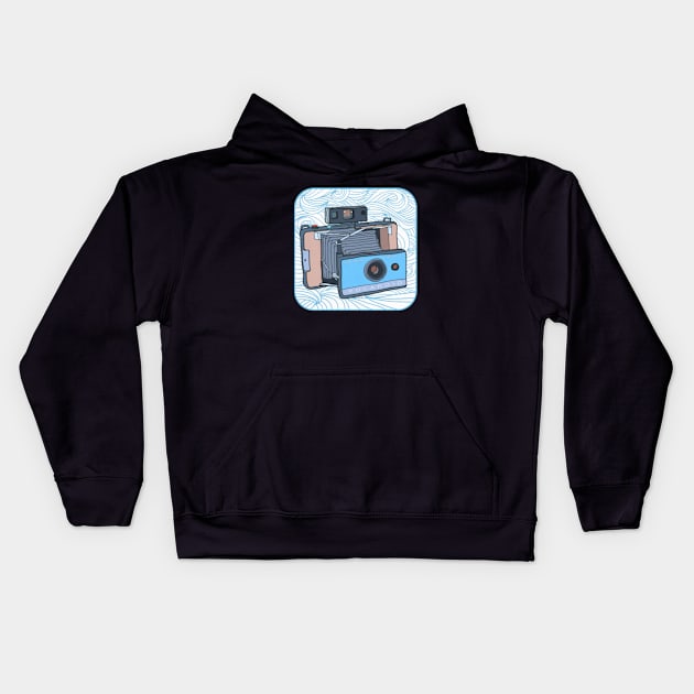 Pop Art Retro Vintage Polaroid 100 Folding Accordion Camera Kids Hoodie by Lodubyal